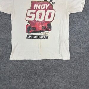 Icon Sports T-Shirt Mens Size L White Indy 500 Racing Graphic Distressed Cotton